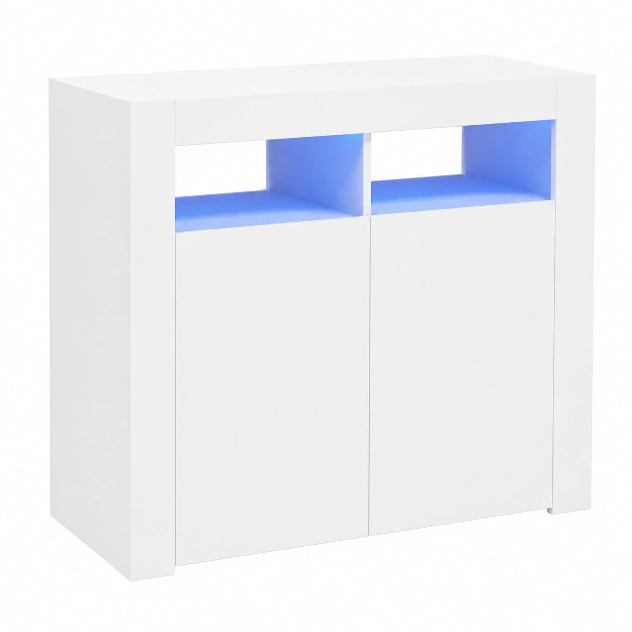 Aparador Blanco con Luces LED para Entrada, 80x35x75 cm