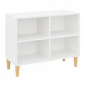 Mueble de TV de Madera Maciza Blanco con Patas para Sala o Dormitorio, 69.5x30x50 cm