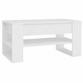 Mesa de Centro de Madera Blanca para Sala de Estar 102x55x42 cm
