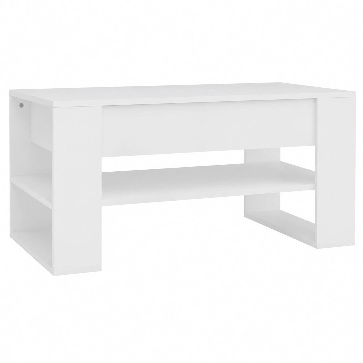 Mesa de Centro de Madera Blanca para Sala de Estar 102x55x42 cm