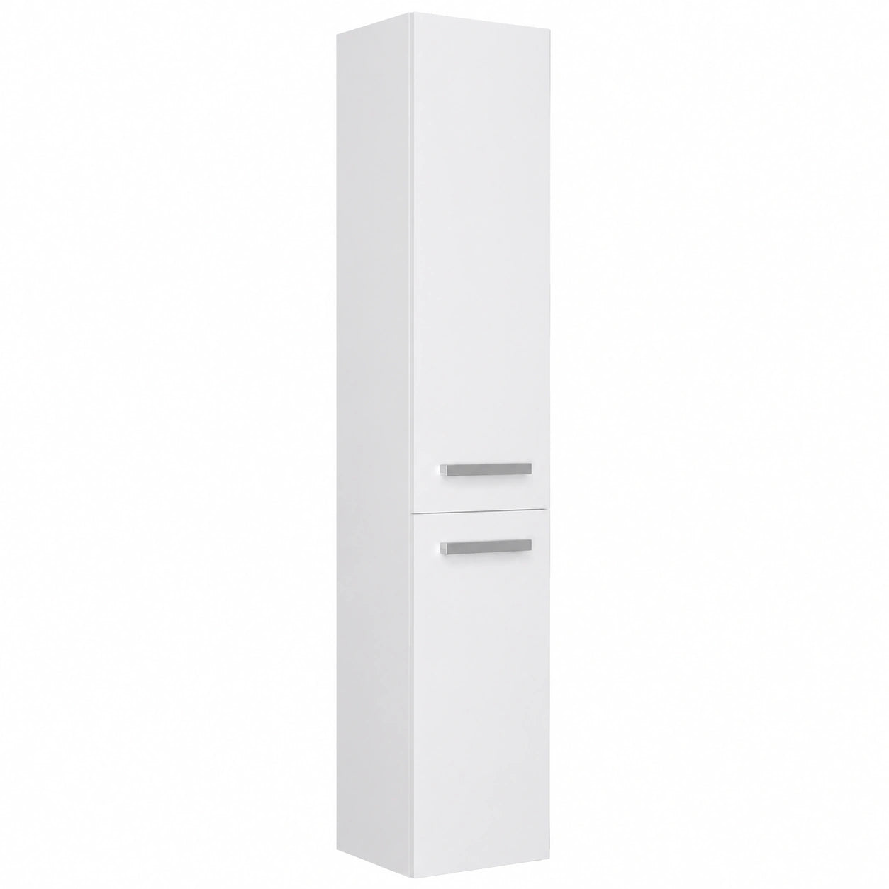 Armario de Baño Alto con Cesto y Puertas Deslizables, Blanco Brillante, 174x31x30 cm