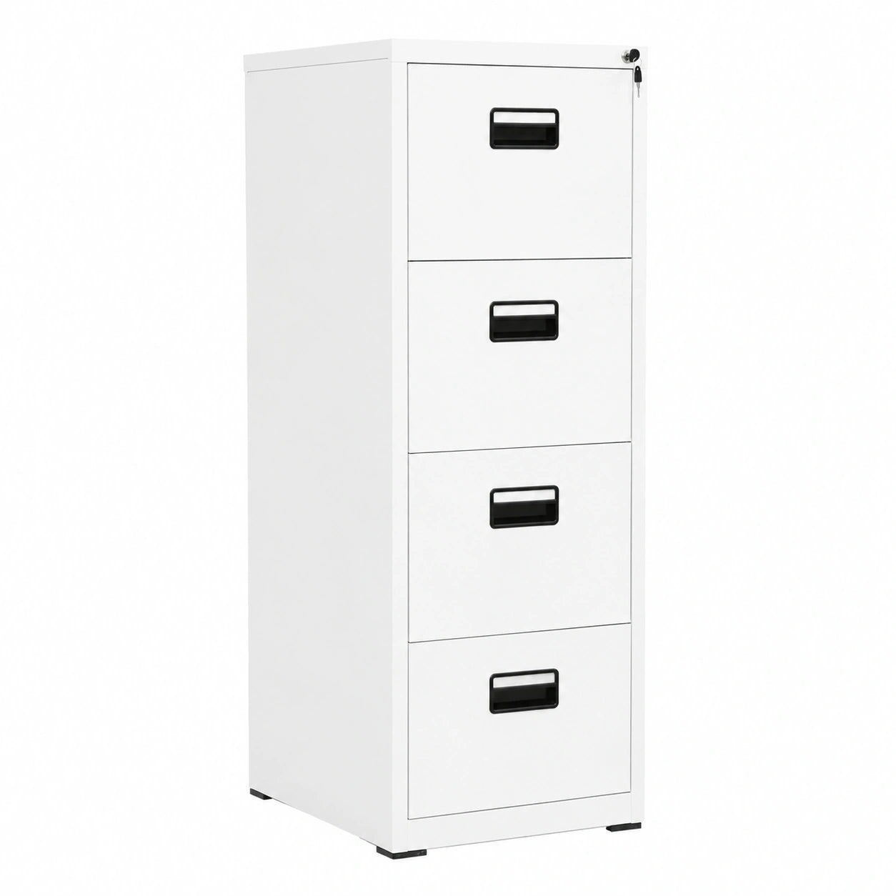 Archivador Metálico de Oficina con Cerradura y 4 Cajones, Almacenamiento de Acero Blanco 46x62x133 cm