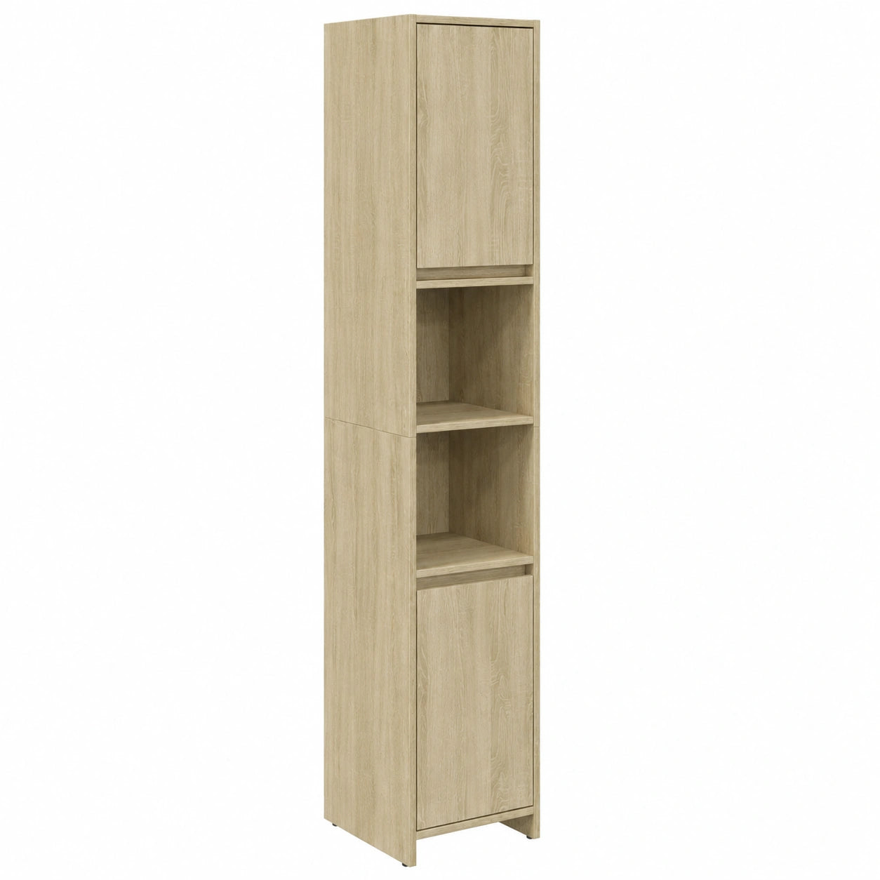 Armario Alto de Madera de Roble para Baño, 30x30x183,5 cm, Almacenamiento Vertical