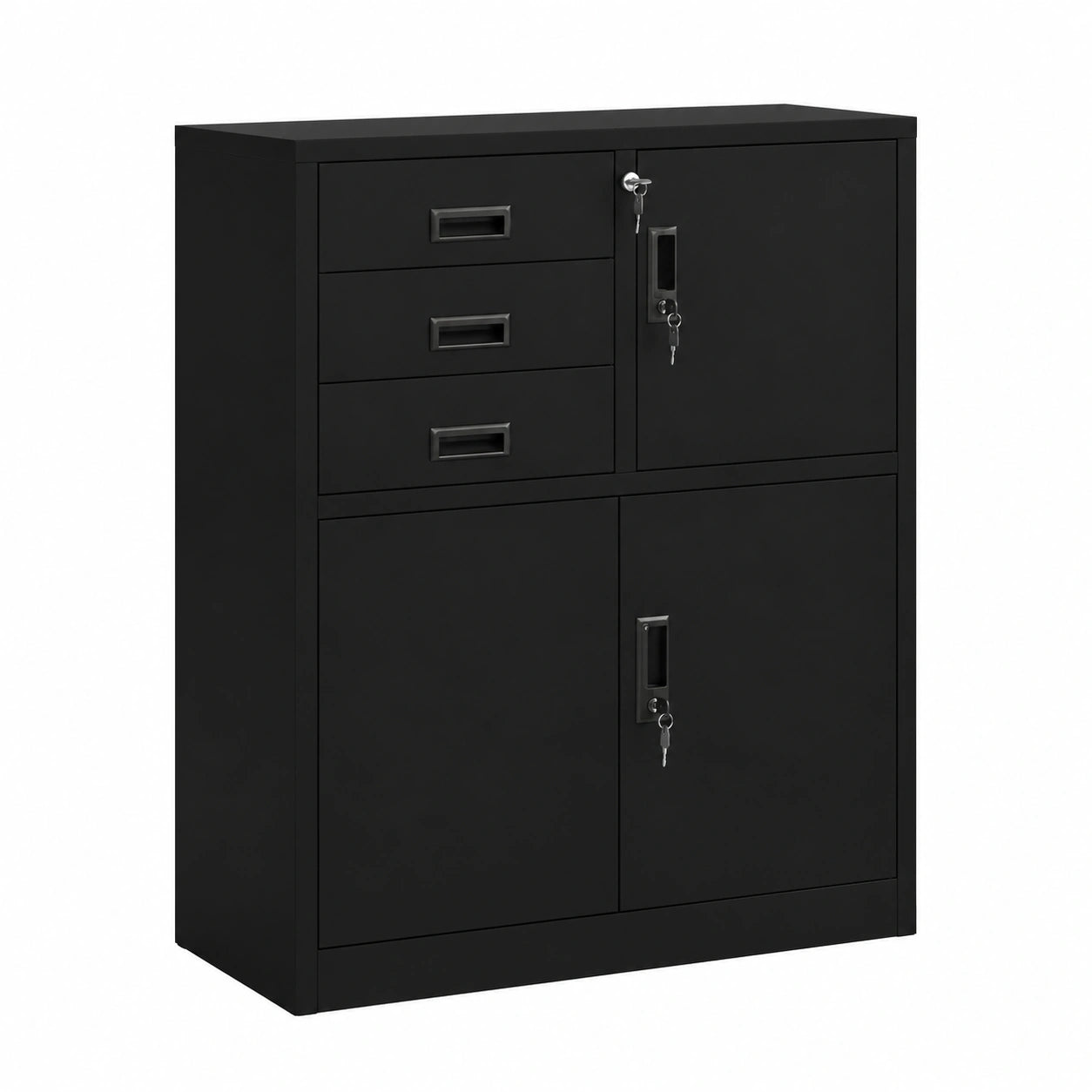 Armario Archivador de Acero Negro para Oficina 90x40x102 cm