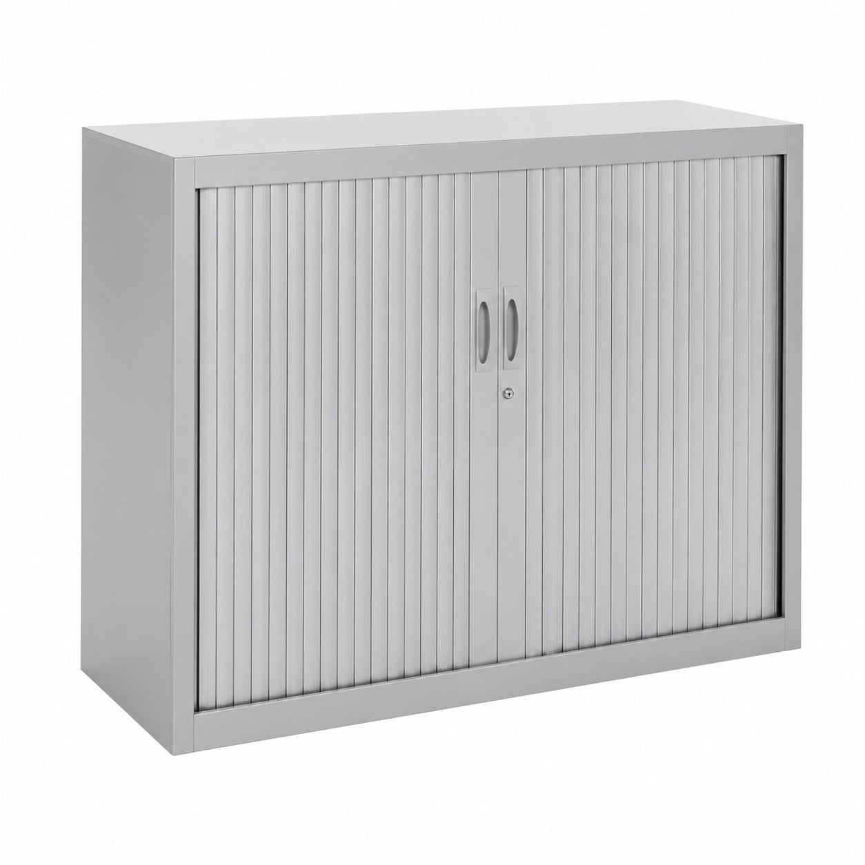 Armario Metálico Oficina Rocada, Puertas Persiana y Estantes Ajustables, Cerradura Incluida, 120x45x105 cm, Gris