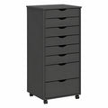 Cajonera Móvil de Madera de Pino Maciza Gris con Ruedas