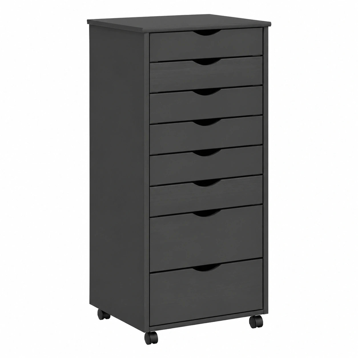 Cajonera Móvil de Madera de Pino Maciza Gris con Ruedas