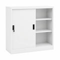 Armario de Oficina con Puerta Corredera de Acero Blanco 90x40x90 cm