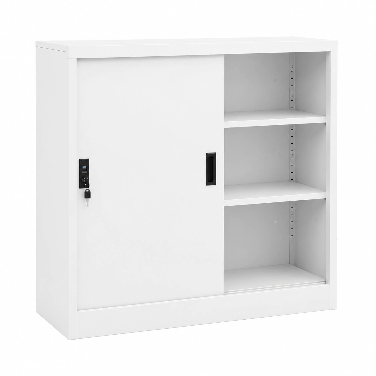 Armario de Oficina con Puerta Corredera de Acero Blanco 90x40x90 cm