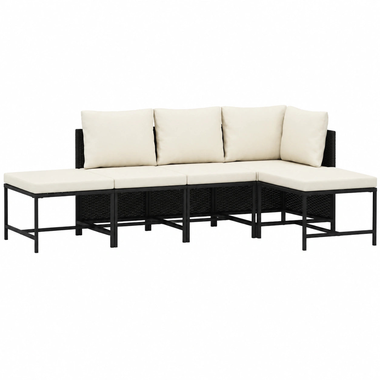 Conjunto de Muebles de Jardín 5 Piezas con Cojines Ratán Sintético Negro