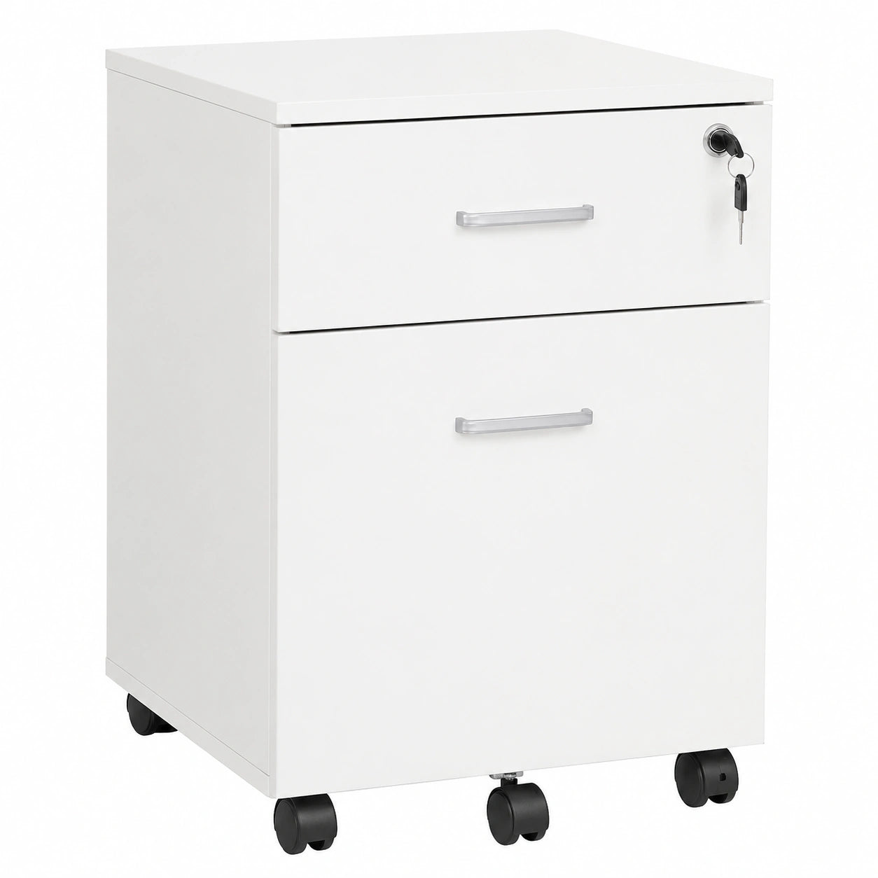Cajonera de Oficina Vinsetto con Ruedas y Cerradura, 2 Cajones para Documentos A4, 40x49x58 cm, Blanco