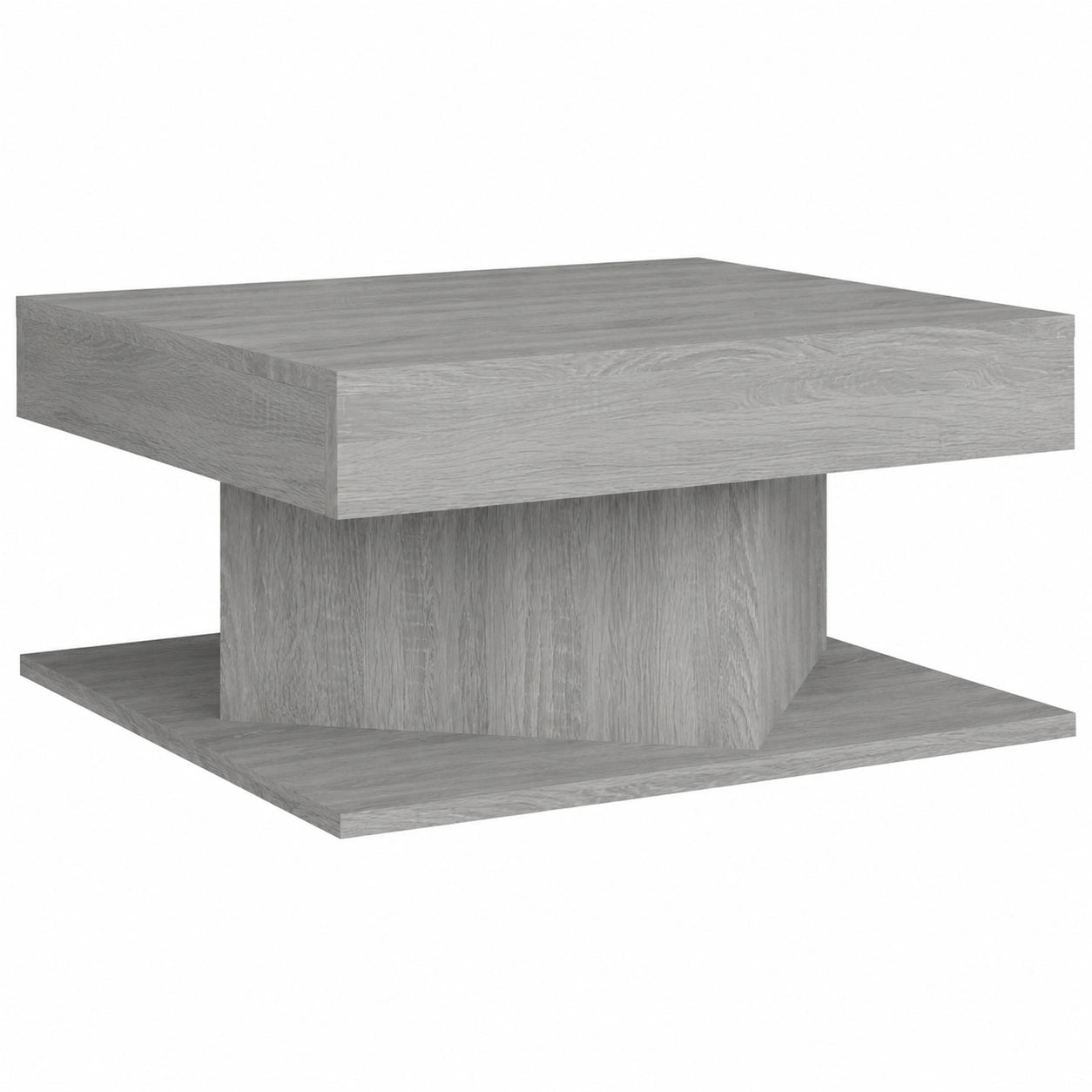 Mesa de Centro Gris Sonoma de Madera Chapada para Salón 57x57x30 cm