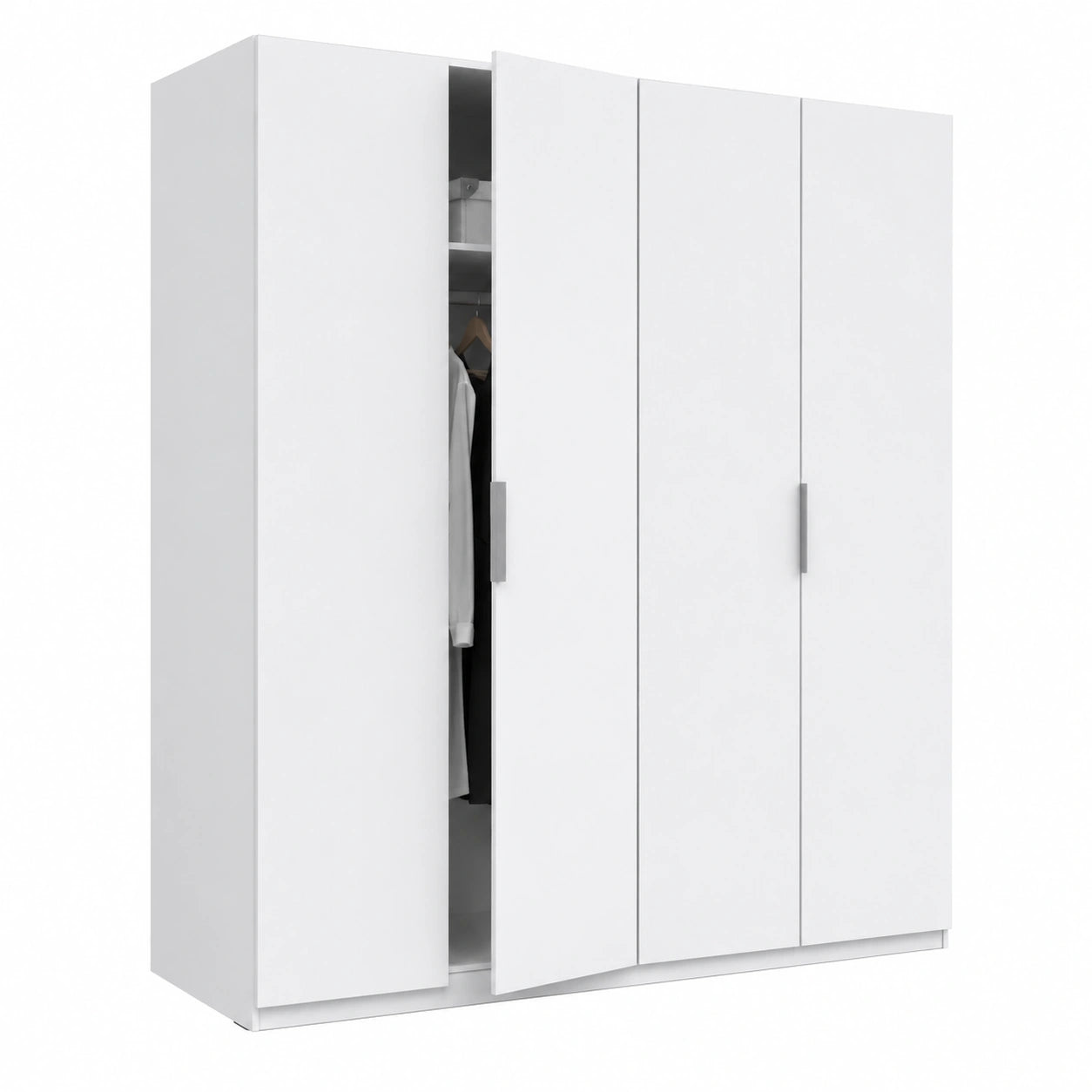 Armario de Dormitorio Belar 4 Puertas Blanco Brillo 200x180x52 cm