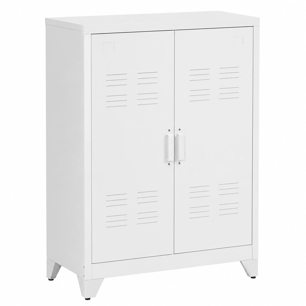 Armario de Metal HOMCOM con Puertas Dobles y Estantes Ajustables para Hogar y Oficina, Blanco