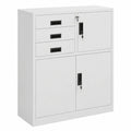 Armario de Oficina Metálico con Cerradura y 3 Cajones, 2 Puertas - 90x40x102 cm