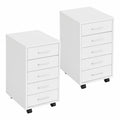Archivadores de Oficina Modernos con 5 Cajones y Ruedas, Blanco 33x38x63,5 cm