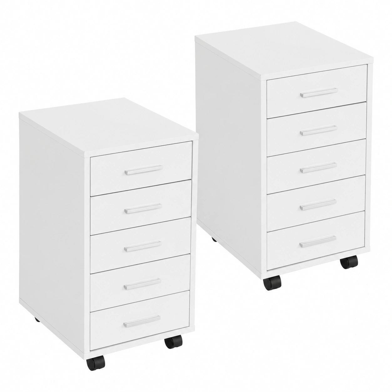 Archivadores de Oficina Modernos con 5 Cajones y Ruedas, Blanco 33x38x63,5 cm