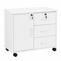 Archivador de Oficina con Cerradura y Ruedas, 4 Cajones para Documentos A4, 40 x 60 x 57 cm, Blanco