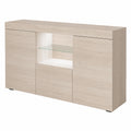 Aparador Moderno de 3 Puertas con Luces LED, Color Sonoma, 135x72x34 cm